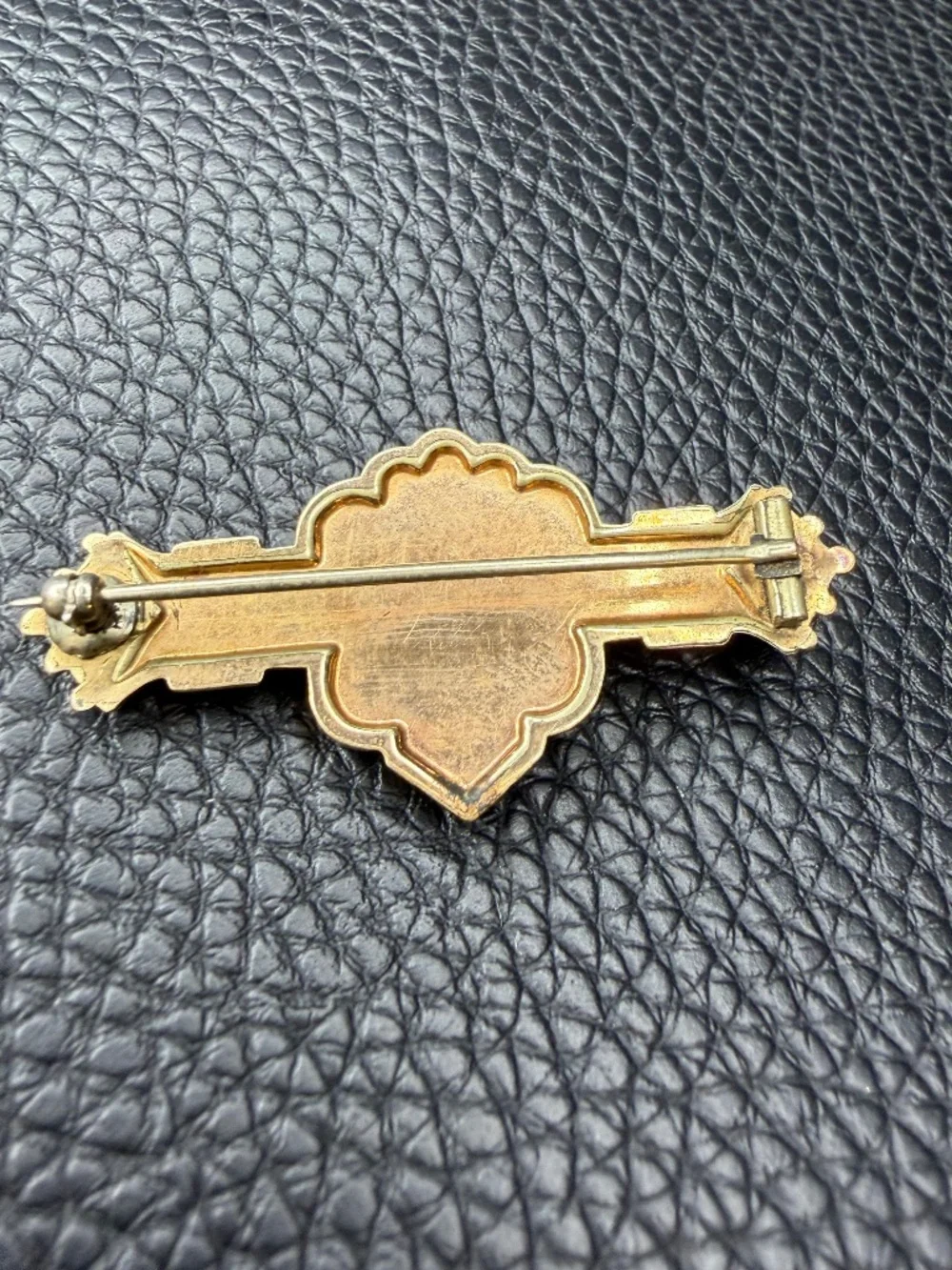 ORNATE Antique Victorian Edwardian Gold Filled Etched Bar Brooch Seed Pearls 2